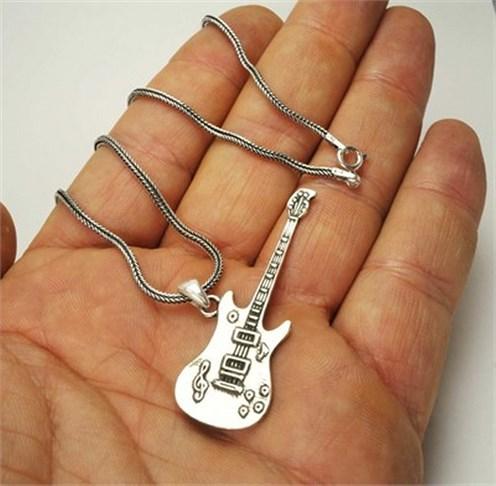 Gitar Erkek Gümüş Kolye Zincir