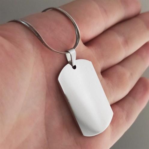 Parlak Paslanmaz Çelik Dogtag İsim Yazılan Asker Künyesi Kolye 5mm