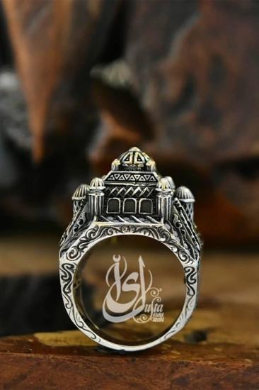 İslam Usta Tasarımı Gümüş Camii Model Gümüş Erkek Yüzük GYZISLMSTM3-GMS